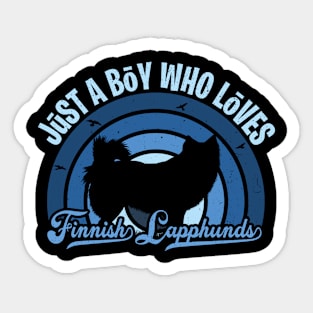 Funy Quote Just A Boy Who Loves finnish lapphunds Blue 80s Retro Vintage Sunset Gift IdeA for boys Sticker